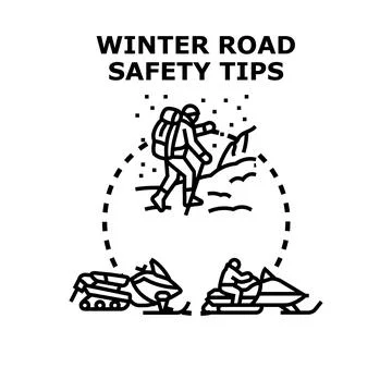 Winter road safety tips concept vector illustration Stock Illustration