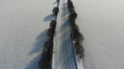 Winter road shot from a quadcopter Stock Footage 101900238
