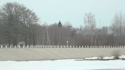 Winter road side with snow and ice Stock Footage 10860931