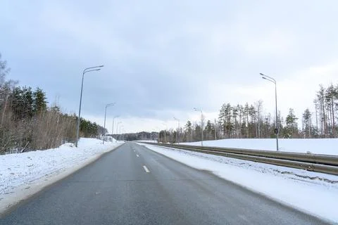 Winter road with snow. Stock Photos