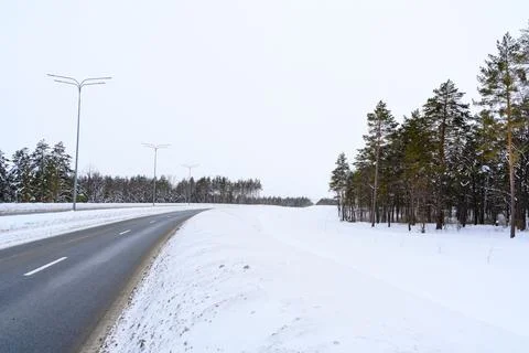 Winter road with snow. Stock Photos