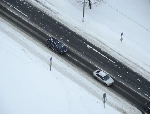 Winter road in snow time lapse Stock Footage 149322787