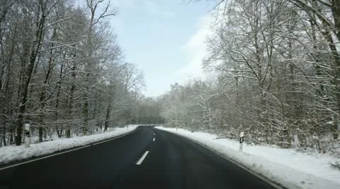 Winter road through the forest - timelapse Stock Footage 20498791