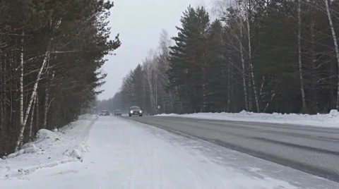 Winter Road Traffic 01 Stock Footage 35268032