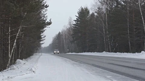 Winter Road Traffic 02 Stock Footage 35270421