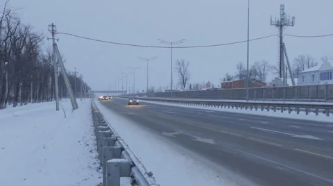 Winter road traffic Stock Footage 46011241