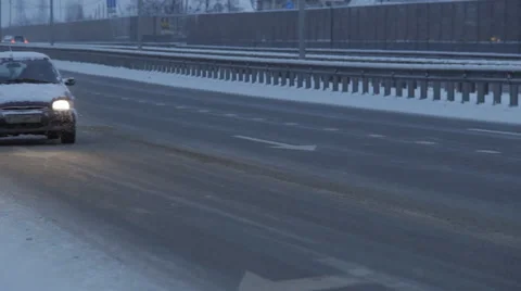 Winter road traffic Stock Footage 46011250