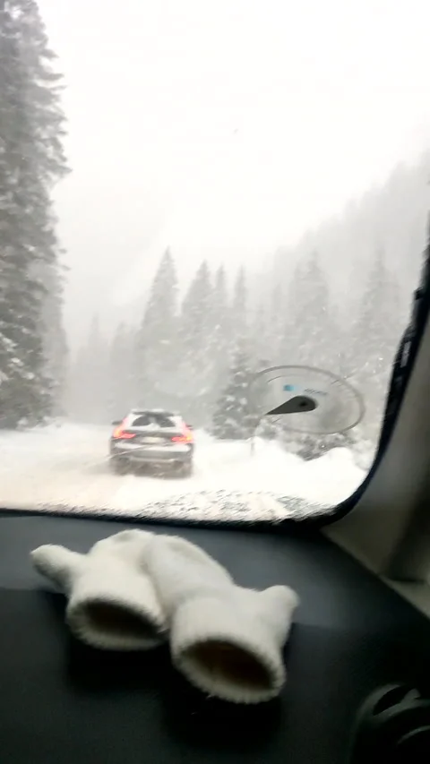 Winter road trip concept view from the car Stock Footage 170010796