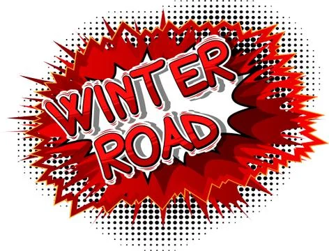Winter Road - Vector illustrated comic book style phrase. Stock Illustration