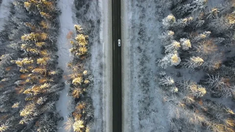 Winter road view from the top Stockbeeldmateriaal 168184782