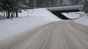 Winter road in the woods Stock-Footage 85864835