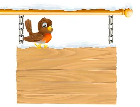 Winter robin sign イラスト素材