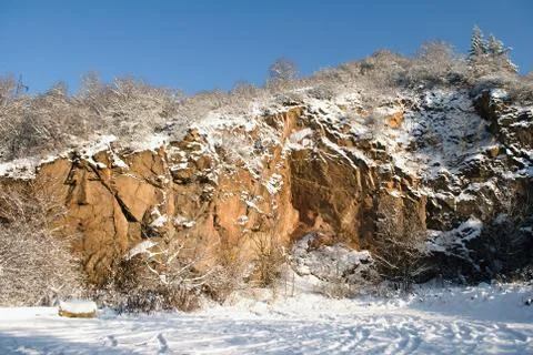 Winter rock Stock Photos