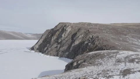 Winter rocks on lake baikal Stock Footage 220172689