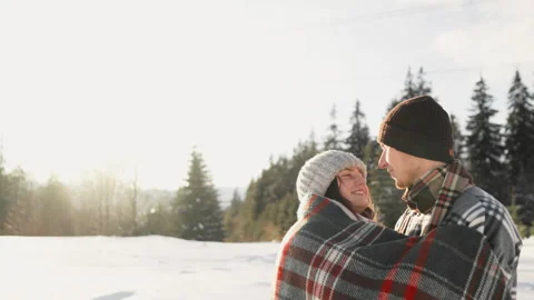 Winter romantic weekend emphasizes wonderful harmony and love between the young Stock Footage 245387351
