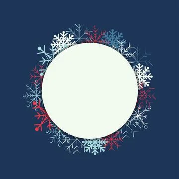 Winter round frame with snowflake and space for text. Christmas sale vector Stock Illustration