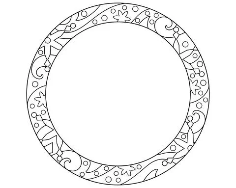 Winter round frame with snowflakes and stars - vector linear illustration Stock Illustration