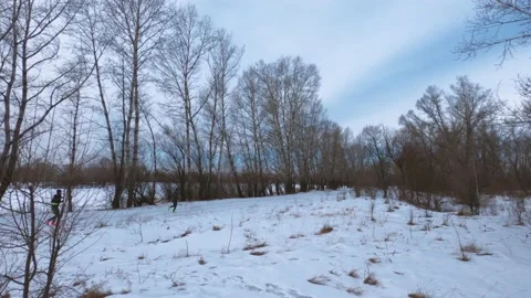 Winter Running Training Stock Footage 149956723