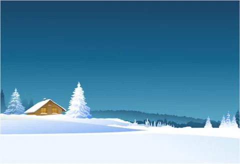 Winter rural landscape Stock Illustration