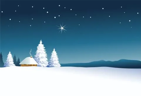 Winter rural landscape Stock Illustration