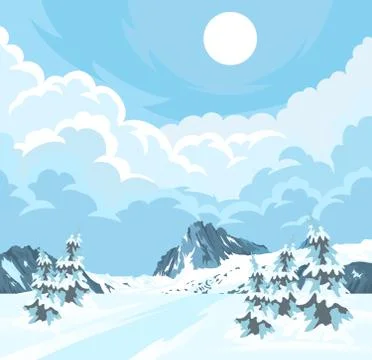 Winter rural landscape Stock Illustration
