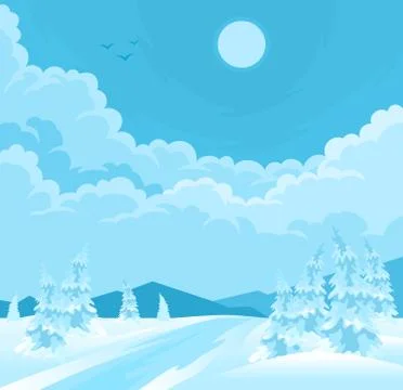 Winter rural landscape Stock Illustration