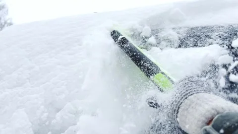 In winter in Russia, the car was covered with snow.  Stock Footage 252172938