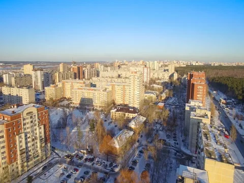 Winter russian city view from above 스톡 동영상 74166404