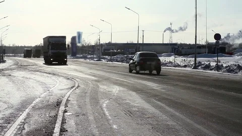 Winter Russian route Stockbeeldmateriaal 74782536