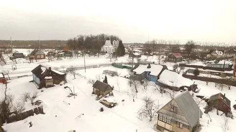 Winter Russian village 库存影片 73513071