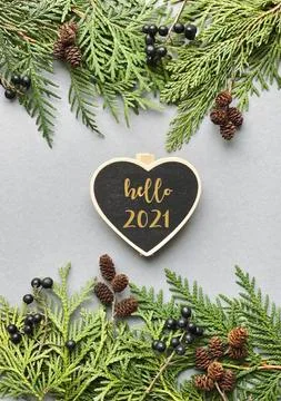 Winter rustic wallpaper. creative winter flat lay Stock Photos