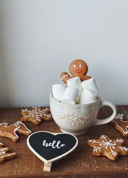 Winter rustic wallpaper. creative winter flat lay Stock Photos