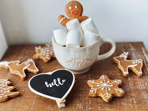 Winter rustic wallpaper. creative winter flat lay Stock Photos