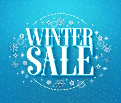Winter sale 3D text vector illustration in winter background Stock Illustration