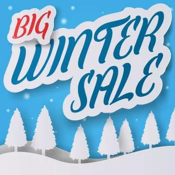 Winter sale ads for holiday discount promotion banner in paper art style Stock Illustration
