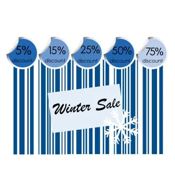 Winter sale background with bar code Stock Illustration