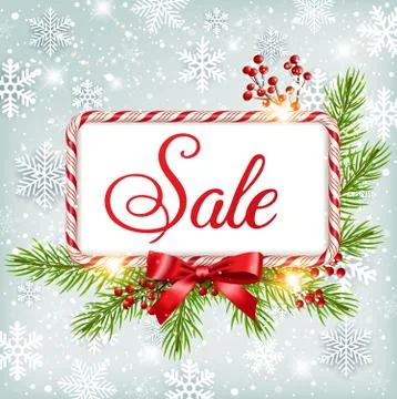 Winter sale background with candy frame Stock Illustration