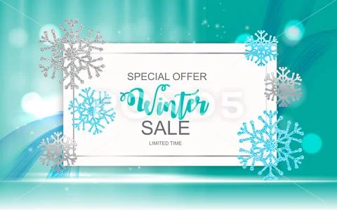 Winter sale background with snowflakes Royalty Free Vector