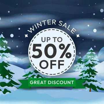 Winter Sale Background Vector Design Up to 50% Stock Illustration