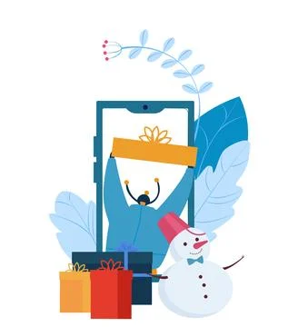 Winter sale flat banner, vector illustration. Online mobile christmas sale Illustrazione stock