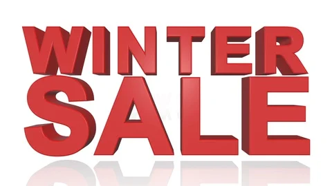 Winter Sale red 3D text title on white background animation render Stock Footage 103123593