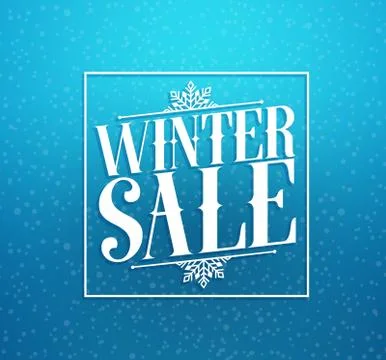 Winter sale title vector design for retail discount in blue color Stock Illustration