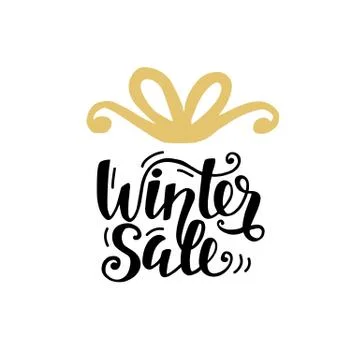 Winter Sale unique banner with hand lettering Stock Illustration