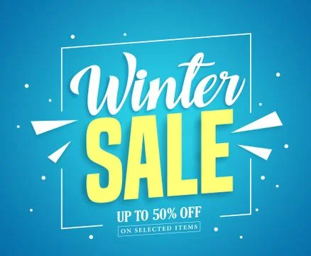 Winter sale vector banner design with sale up to 50% off Stock Illustration
