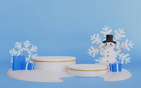 Winter sales 3d podium background Stock Illustration