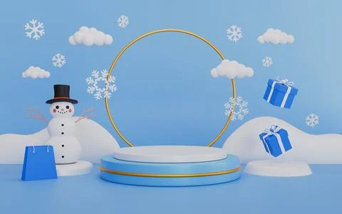 Winter sales 3d podium background Stock Illustration