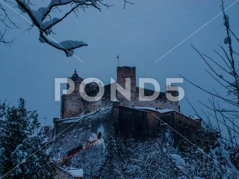Winter in Salzburg, Hohensalzburg fortress Stock Photos