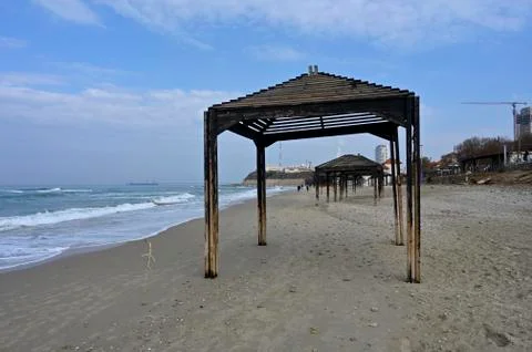 Winter sandy beach Foto stock