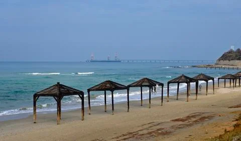 Winter sandy beach Foto stock