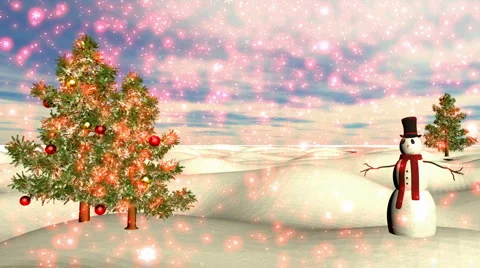 Winter Scene 04 Light Red Snow  Stock Footage 990748